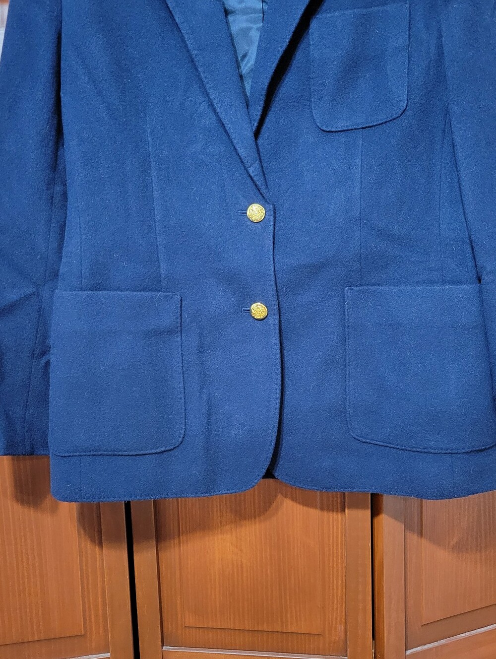 Vintage Lauren Ralph Lauren Petite Dark Blue Wool and Cashmere Blend Blazer 10P - Picture 3 of 12